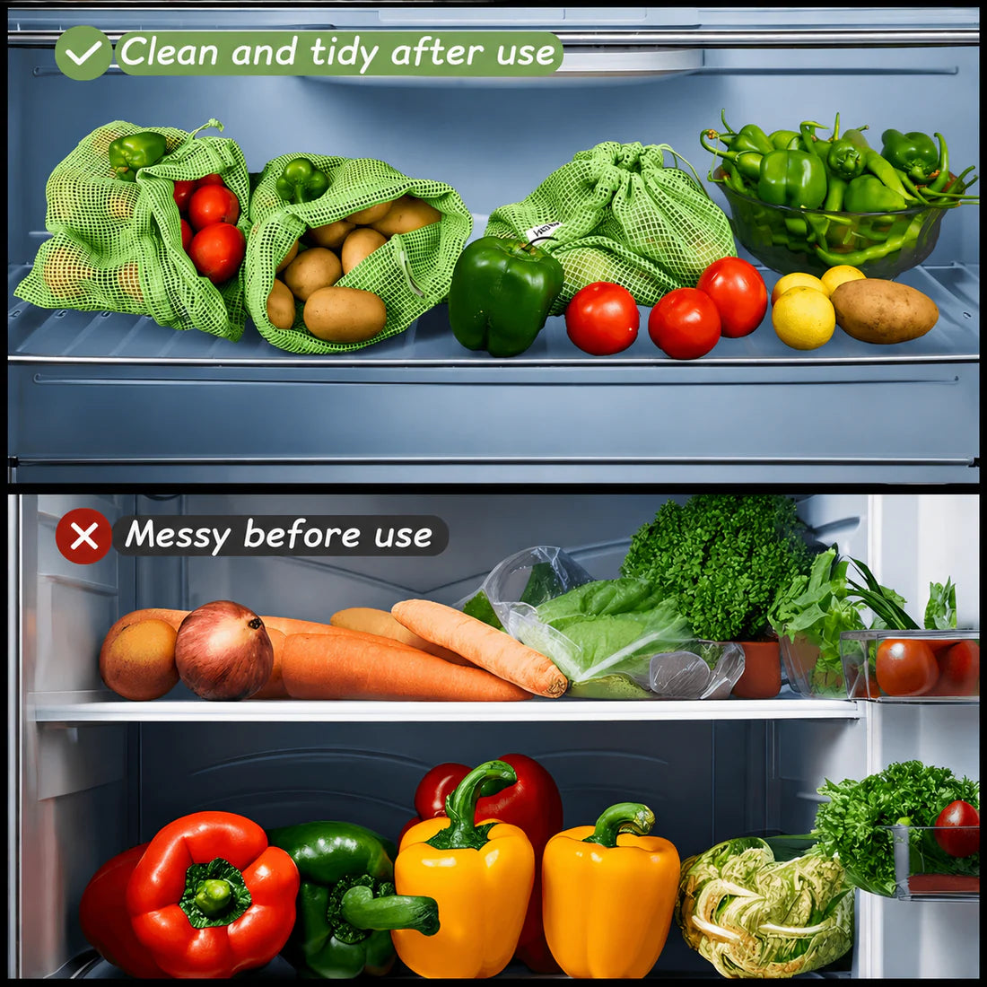 Natural Cotton Vegetable Storage Bags for Fridge