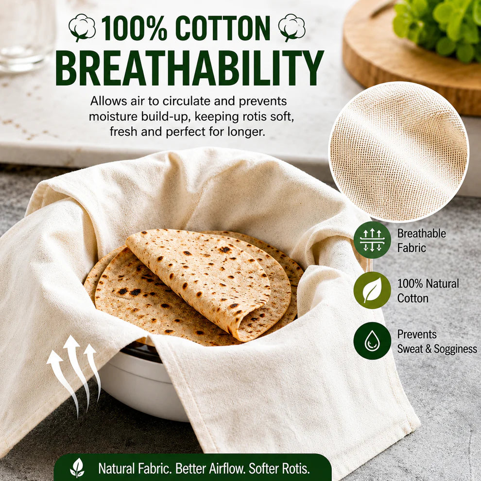 Premium Cotton Double Layer Roti Clothes Wrap with Flaps