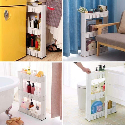 3 Tier Ultra Slim Rolling Storage Rack Organizer