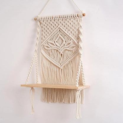 Macrame wall hanging shelf
